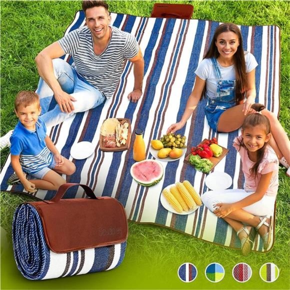 Picnic Blankets Dual Layers Picnic Blanket 60 X 75 Outdoor Water-Resistant Mat - Picture 3 of 7